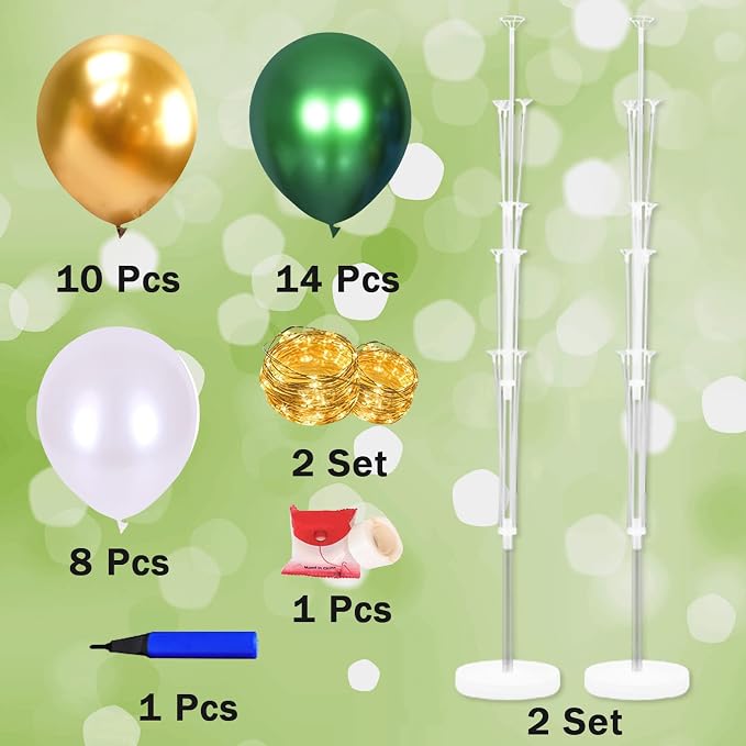 Cicicooie 2 Set Green and White Centerpieces Balloon Holder Decoration Balloon - Image 2