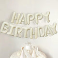 Cream White Happy Birthday Balloon Banner 16 Inch Mylar Foil Letters by Banyeyun