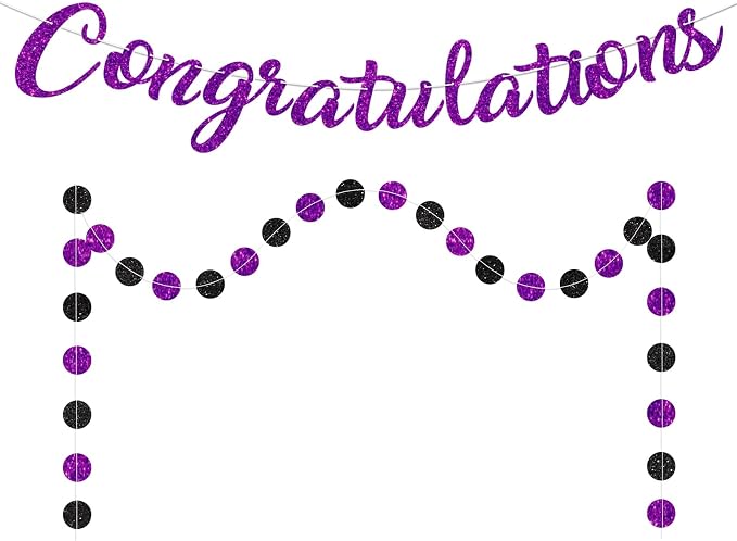 Purple Congratulations Banner Sign Prestrung Congrats Banner Garland by Blopee