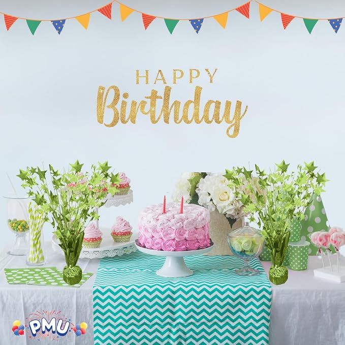 PMU 12 Pack Bursting Star Metallic Foil Spray Centerpiece- Lime Green Balloon - Image 4