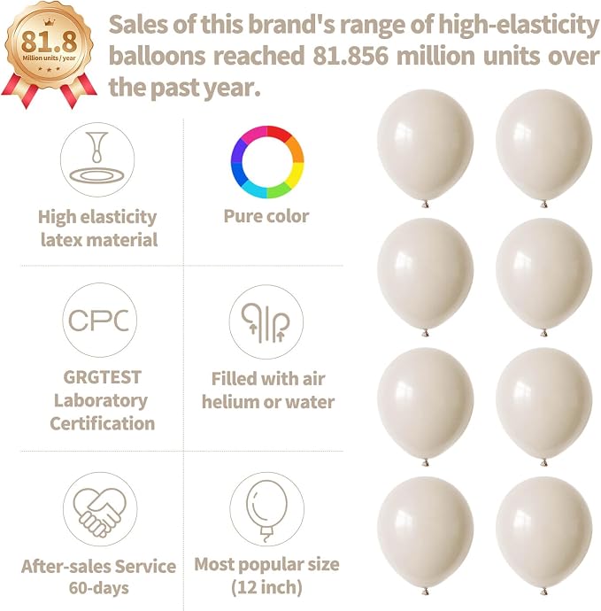 110pcs Sand White Balloon 12 inch, Sand white Latex Balloons - Image 2