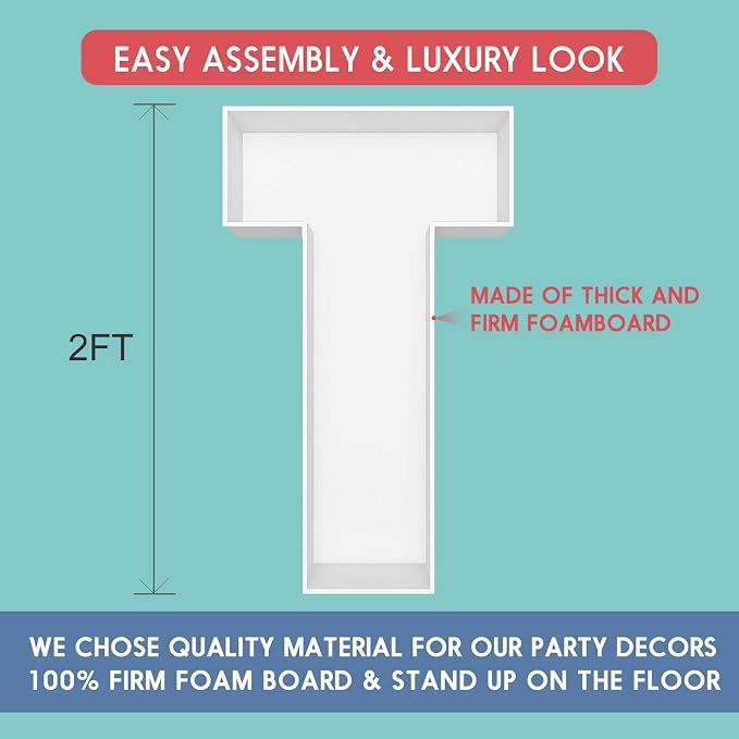 2FT Letter T Mosaic Balloon Frame Letter DIY Fillable Letters Kit - Image 2