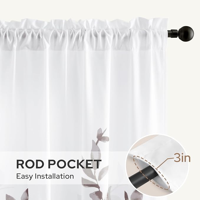 HOMEIDEAS Non-See-Through Dry Rose and White Privacy Sheer Curtains 52 X 84 - Image 6