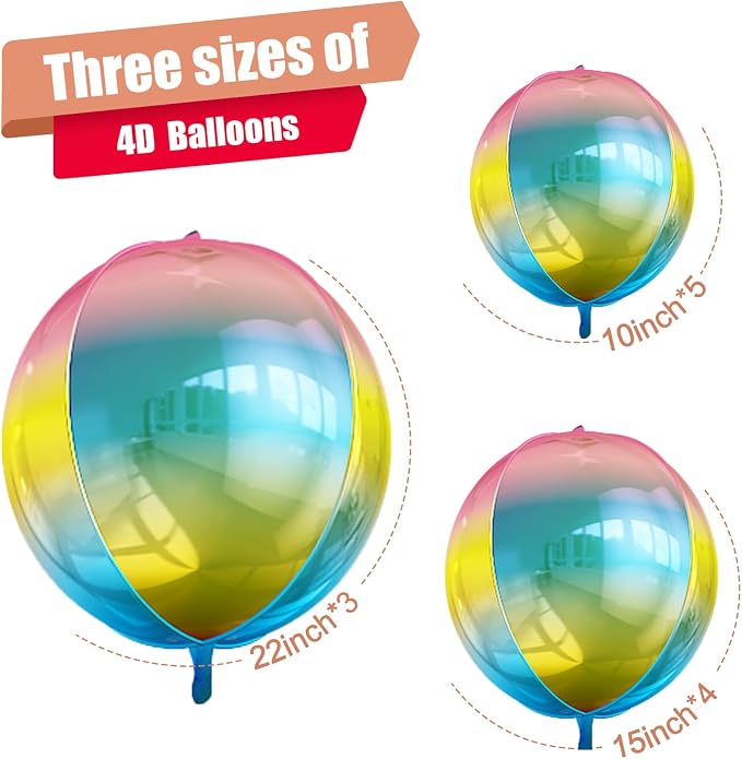 12Pcs Gradient Color Round Foil Balloons, Metallic Colorful Foil Balloon - Image 2
