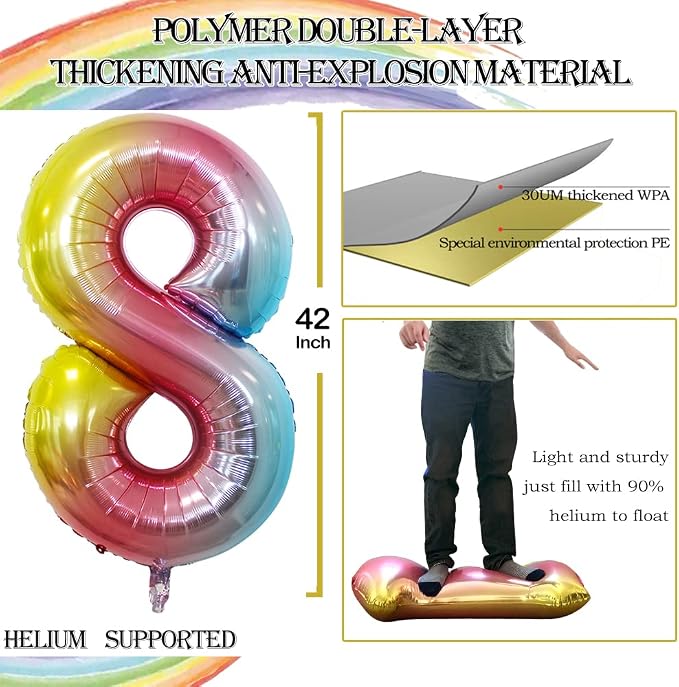 Number 80 Balloons for 80th Birthday Party Decorations, 42 Inch Jumbo Foil - Image 2