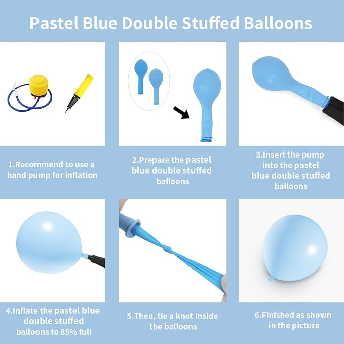Double Stuffed Pastel Blue Balloons Different Size 115Pcs 5/10/12/18 Inch - Image 3