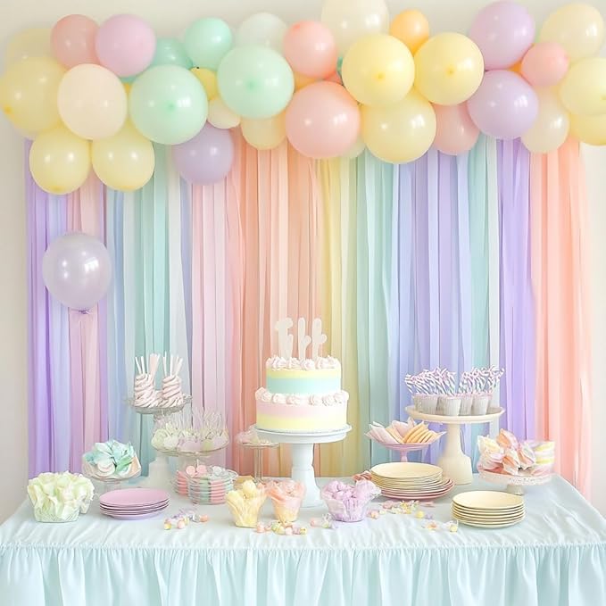 6 Pastel Streamers, 492ft Pack of Crepe Paper Party Decorations | Each roll is - Image 2