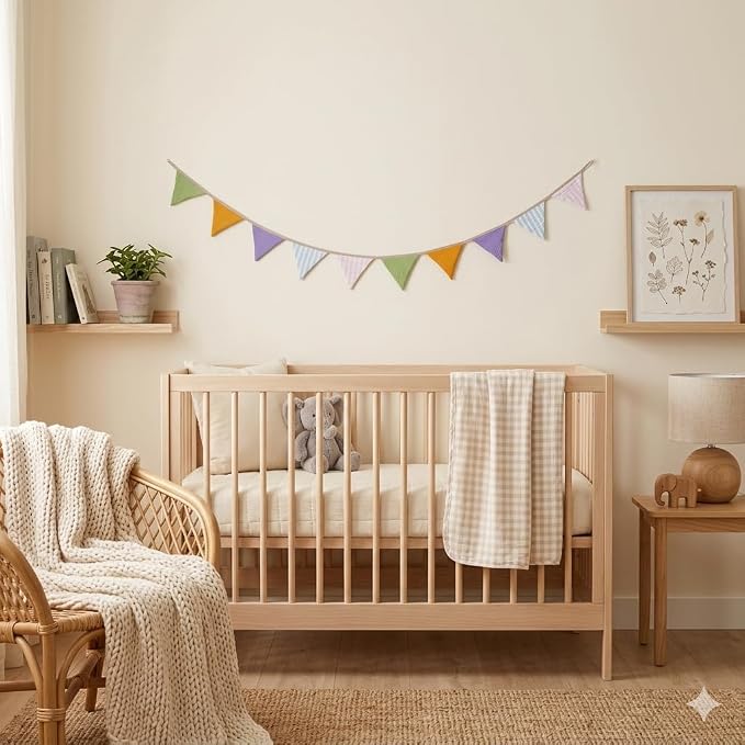 2Pcs Triangle Bunting Flag No-DIY Cotton Fabric Garland Reusable Party Banner - Image 7