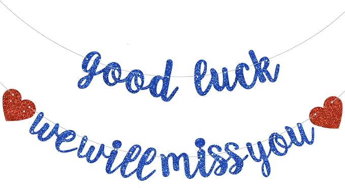 BEISHIDA Glitter Blue Good Luck We Will Miss You Banner Party Decor No DIY | by Beishida