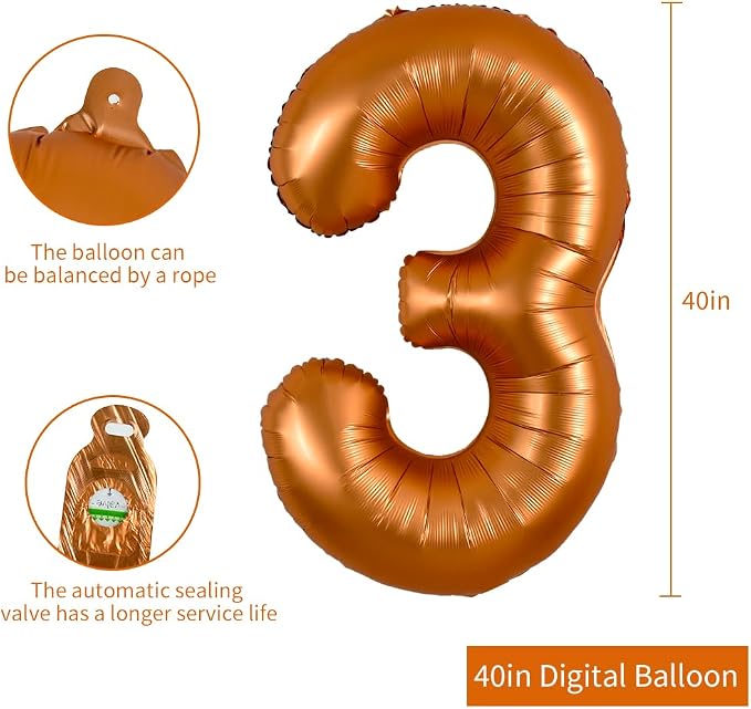TONIFUL 40 Inch Orange Large Numbers Balloon 0-9 Birthday Party Decorations - Image 2