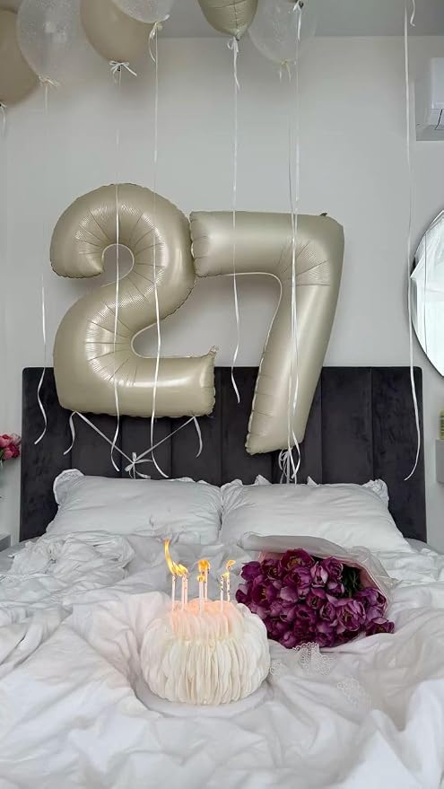 7 Number Balloons Cream 40 Inch Foil Balloon - Image 4