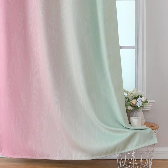 Sage Green and Pink Blackout Curtains 84 Inches Long - Image 6