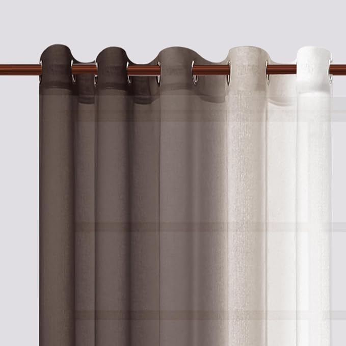 DWCN Ombre Faux Linen Sheer Curtains - Image 5