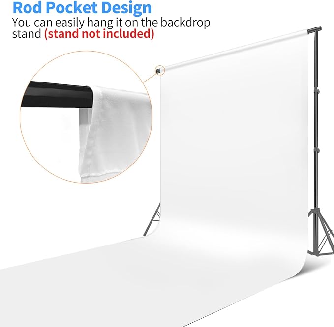 HEMMOTOP White Backdrop, 10x12 ft, Photography Background Screen | Polyester - Image 4
