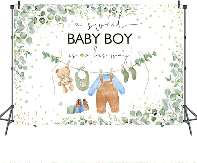 Mocsicka Its a Boy Banner Baby Boy Baby Shower Backdrop Decorations 7x5ft | - Image 7