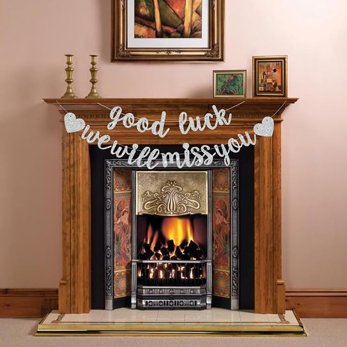 BEISHIDA Silver Good Luck We Will Miss You Banner Party Decor No DIY | Glitter - Image 6
