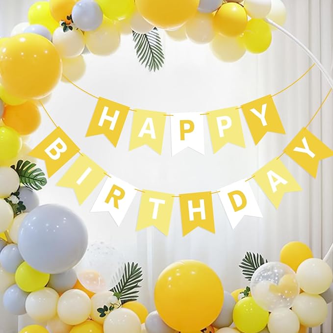Hooqict Happy Birthday Banner Yellow Birthday Decorations - Image 8