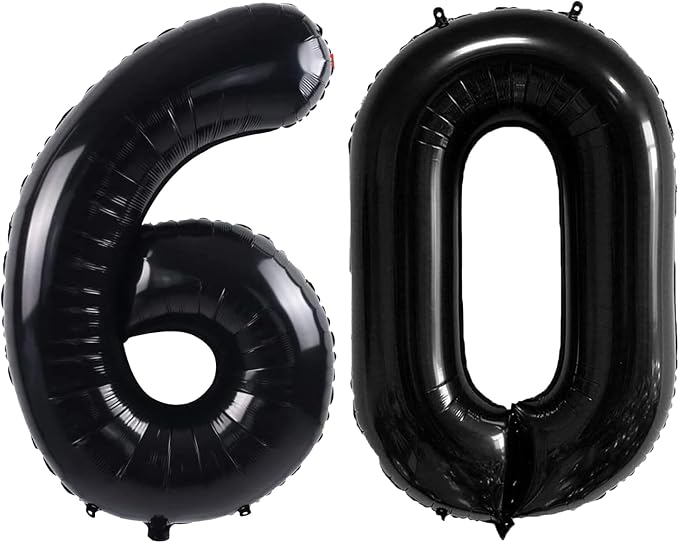 40 Inch Number Balloons 60 Black Big Giant Jumbo Number Foil Mylar Balloons by xiangsushijie