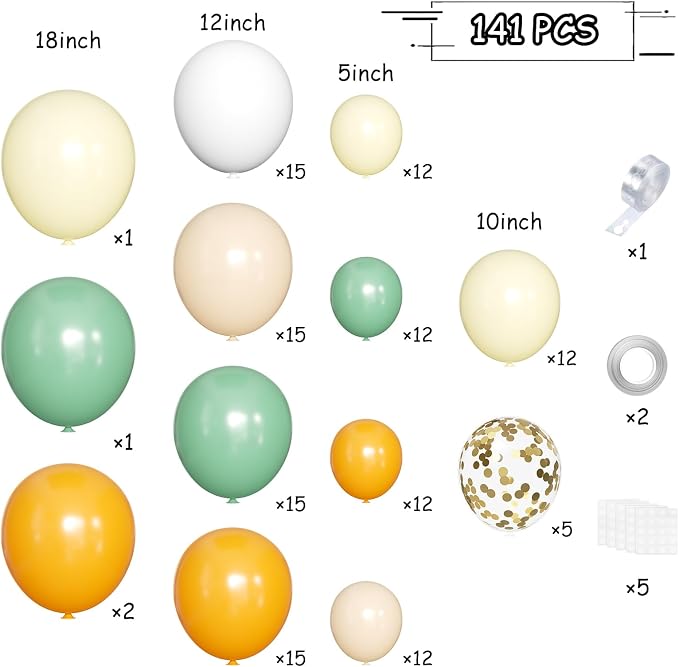 MEBAY Sage Green Orange Balloon Arch Kit - Image 2