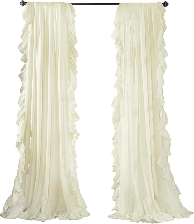 Lush Decor Reyna Ruffle Window Curtain Panel Set, Ivory - Image 8