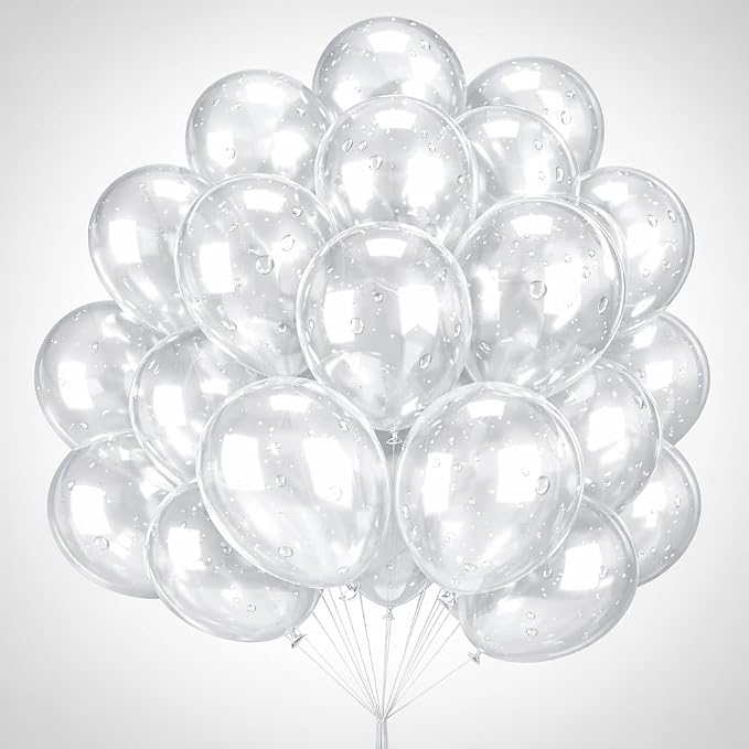 Clear Balloons 100 Pack, 12 Inch Round Latex Balloons, Helium Transparent by Tamodan+for+better