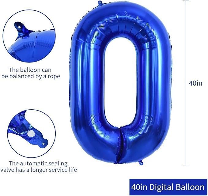 TONIFUL 40 Inch Navy Blue Number 40 Balloons Large Foil 40th Birthday Decor | - Image 2