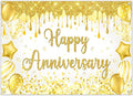Mocsicka Happy Anniversary Banner White Gold Happy Anniversary Party by Mocsicka