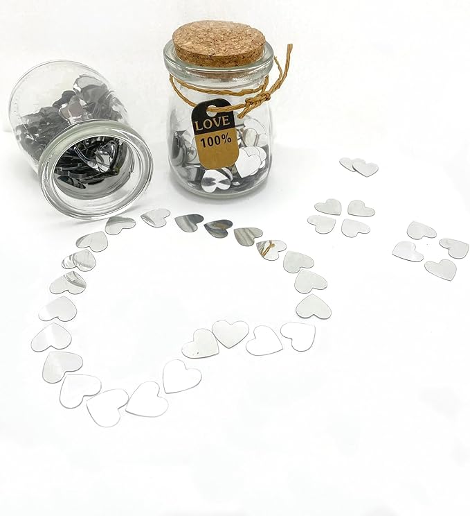Heart Confetti Valentine's Day Silver Table Confetti Metallic Foil for Party Wedding Happy Birthday Baby Showe Bridal Shower Festival Theme Party Decorations Supplies(Silver)