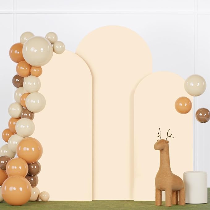 FANPROMS Wedding Arch Cover Beige 5ft 6ft 7ft Spandex Arch Backdrop Cover Set by FANPROMS