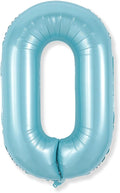 40 Inch Pastel Blue Number 0 Balloons, Giant Self Inflating Foil Number Balloon by Isndare