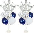 Navy Blue Balloon Stand Kit, Includes 2 Silver Crown Balloons by VNSUCVPARTYSUPPLIER
