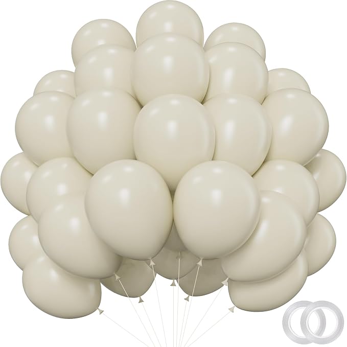 Beige Balloons - 12 inch 100pcs Latex - Cream Balloons by PatiCool