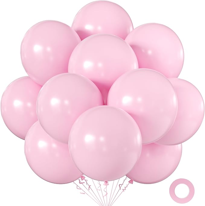 Pastel Pink Balloons 18 Inch 24 Pack Matte Helium Latex Round Balloons by KALOR