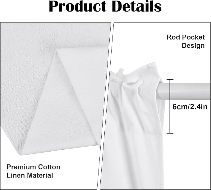 Farmhouse Valance Curtains, Boho Cotton Linen Kitchen Valance, Rod Pocket - Image 3