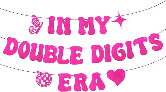 In My Double Digits Era Banner for Girls 10th Birthday Decorations Party by VOVII