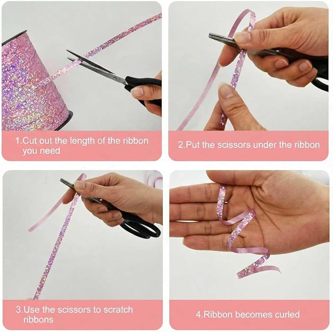500 Yards Pink Curling Crimped Ribbon Pink Balloon String Shiny Metallic Roll - Image 3