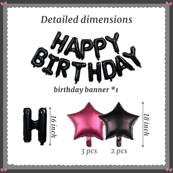 16 Inch Black Birthday Wish Letter Balloon Banner Set Paired - Image 2