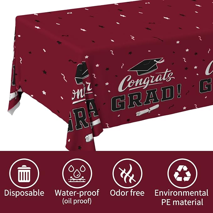 Graduation Tablecloths Graduation Party Table Decorations Waterproof Plastic - Image 2
