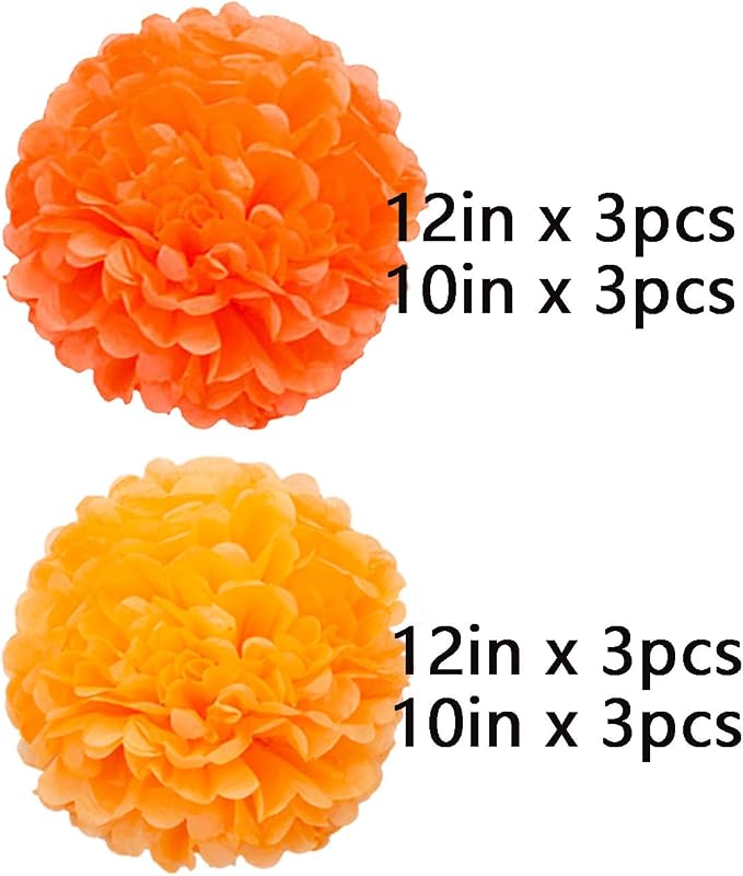 We Moment Orange Paper Pom Poms Decorations - Image 2