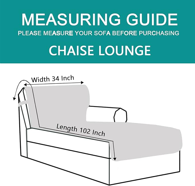 U-NICE HOME Sectional Couch Cover Chaise Lounge Cover, Pet Friendly, Elastic - Image 4