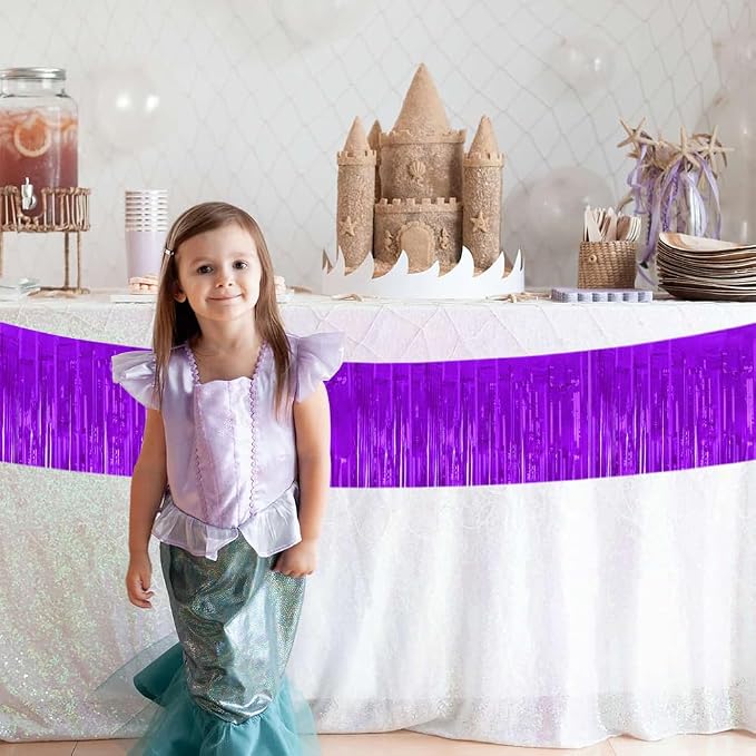 BEISHIDA Purple Fringe Garland Banner 3Pack 30ft Wall Tinsel Foil Streamers | - Image 5