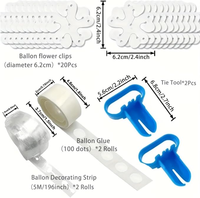 PayPie 20 Pcs Balloon Flower Arch Clips, 32Ft Balloon Tape Strip, Balloon Arch - Image 2