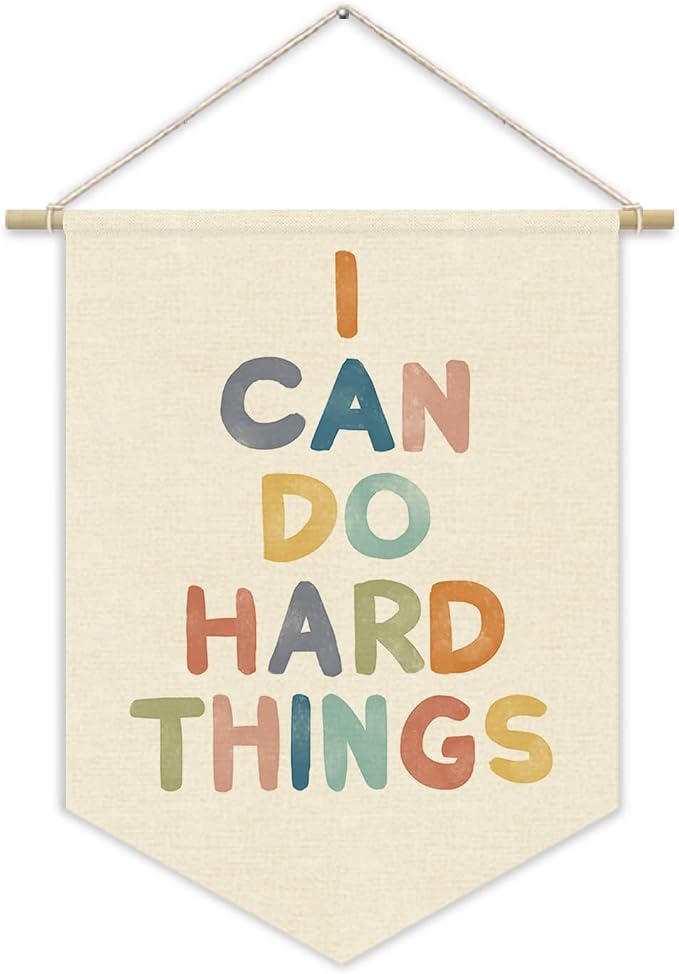 Positive Affirmations Wall Decor, Classroom Decor Canvas Banner, I Can Do Hard by Unknown
