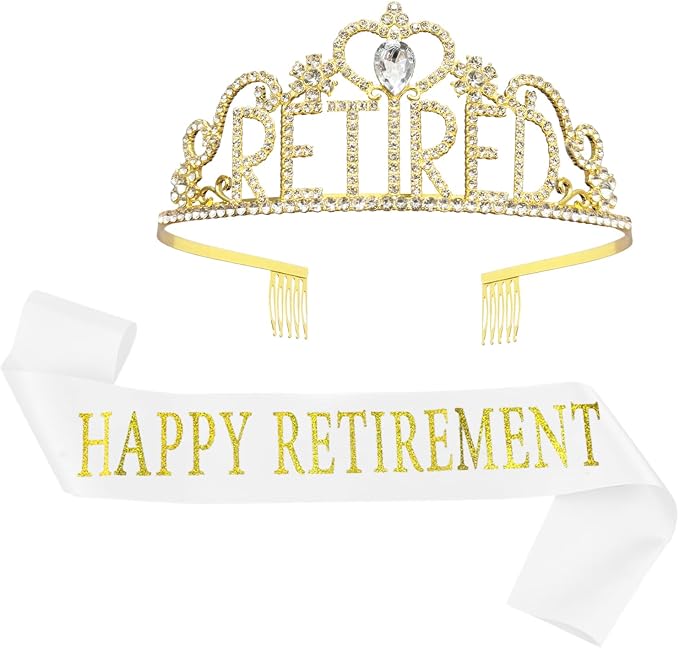 JETKONG Retirement Party Decorations Retired Tiara/Crown, Retired Sash by JETKONG