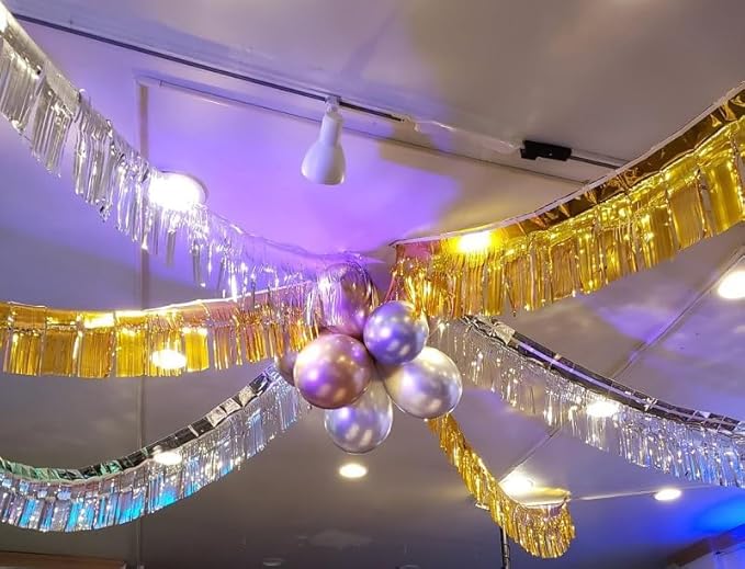Thick 10 Feet by 15 Inch Turquoise Foil Fringe Garland - Pack of 3 | Shiny Metallic Tinsel Banner for Parade Floats, Bridal Shower, Wedding, Birthday, Christmas | Wall Hanging Drapes (3)