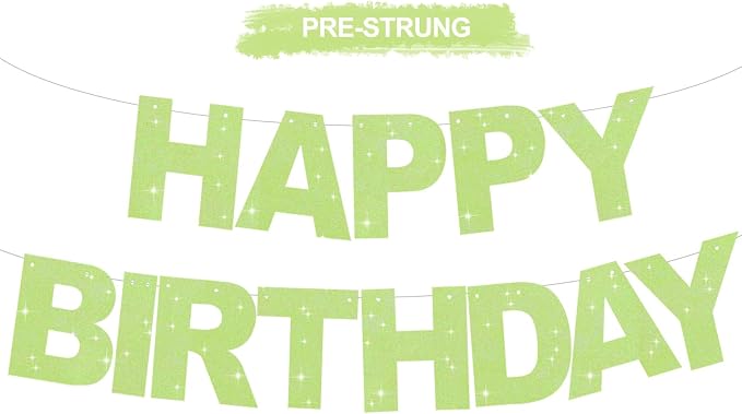 BEISHIDA Pre-Strung Light Green Happy Birthday Banner Party Sign Decoration | by Beishida