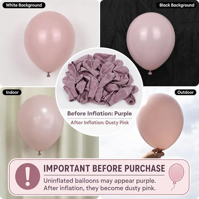 Dusty Pink Balloons, 12 Inch Double Stuffed Blush Pale Light Pink and Pearl - Image 3