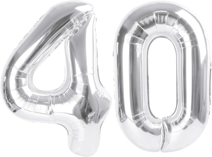 40 Balloons Number for 40th Birthday Decorations Women Men, Inflation Straw & by Mluchee