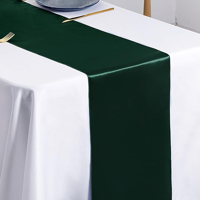 SiinvdaBZX 4 Pcs Green Satin Table Runner 12 x 108 inches Long | Bright Smooth - Image 6
