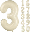 40 inch Cream White Number Balloon Giant Foil Helium Balloons Beige Number 3 by Yeodong